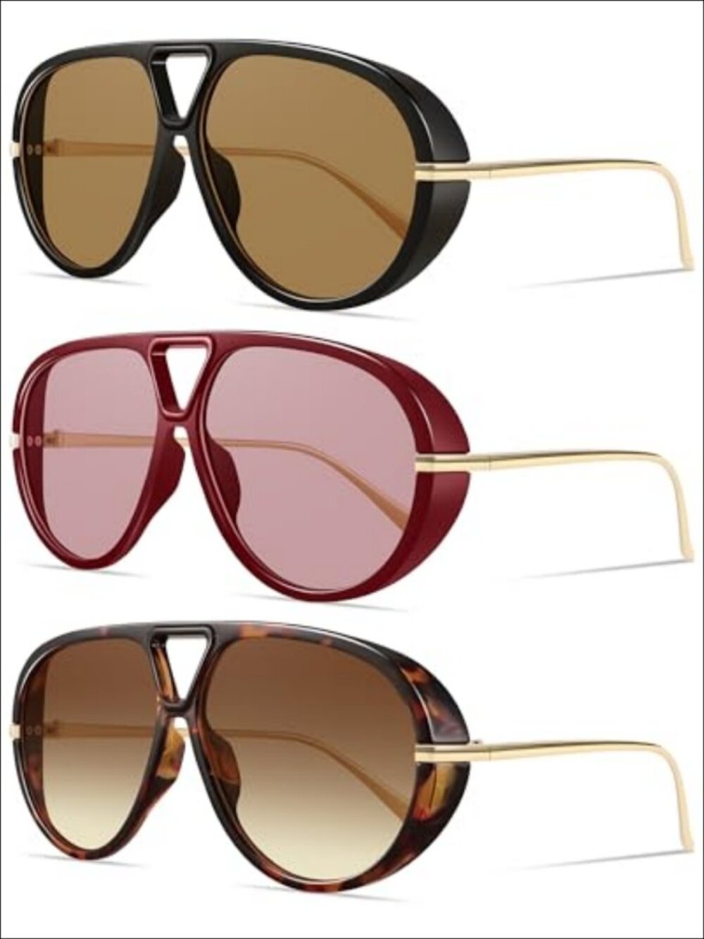 Oversized Retro Aviator Sunglasses UV400 Protection Trendy 70s Vintage